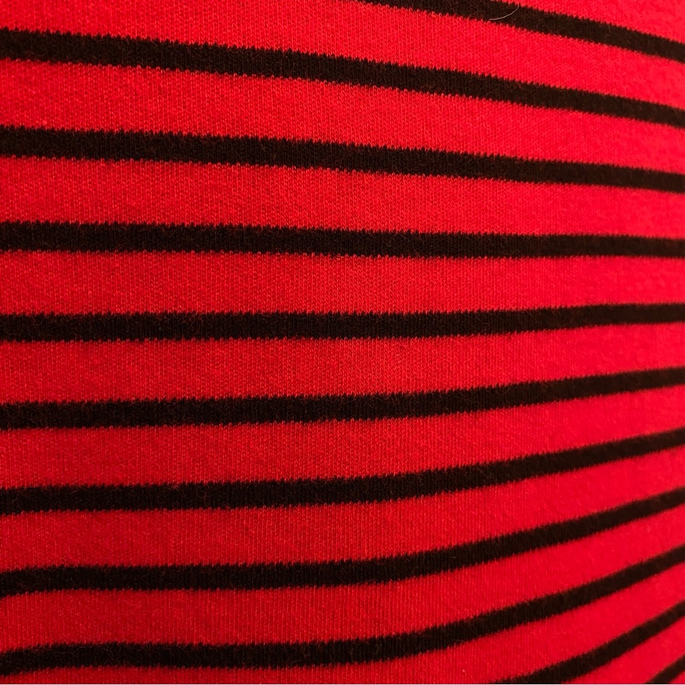Kim Rogers Women's Large Red & Black Striped long sleeve cotton Turtleneck top - Picture 3 of 5